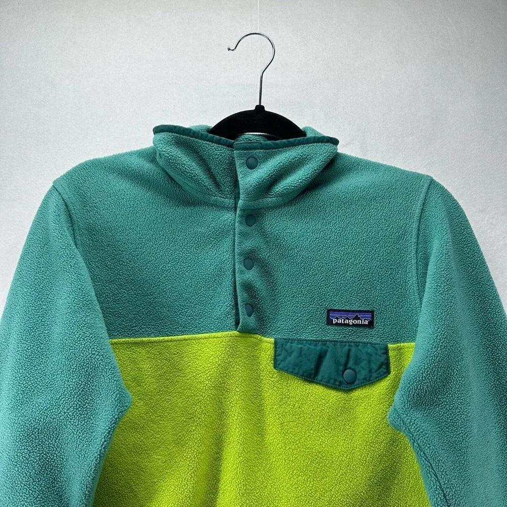 Patagonia Sweatshirt Womens S Synchilla Snap-T Fleece Pullover Lightweight Green - Picture 3 of 11